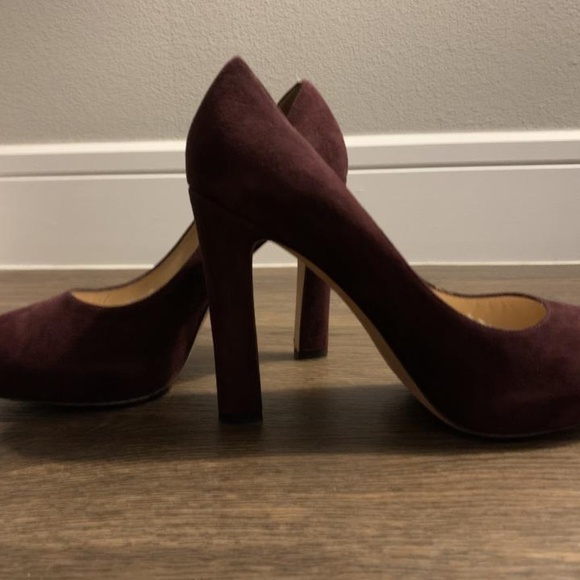 Kate Spade "Nessle" Lush Italian Suede/Leather Platform Pump Burgundy  Sz 9 - Picture 4 of 10